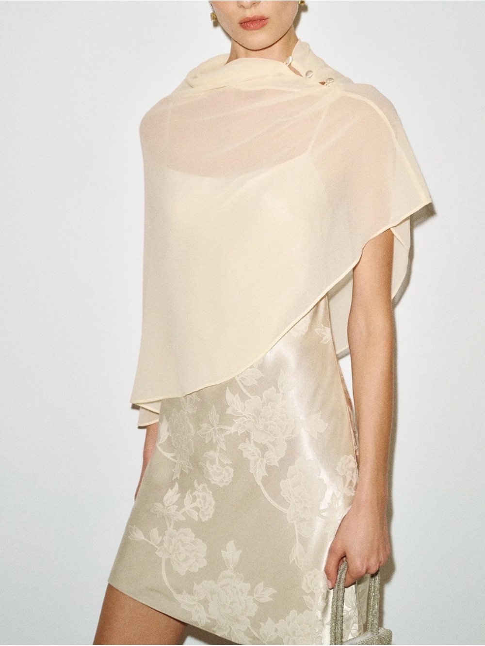 Reformation Ivory Lilibeth Mini Dress with Sheer Overlay NEW NWT